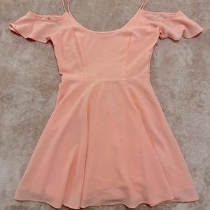 Coral open off the shoulder dress